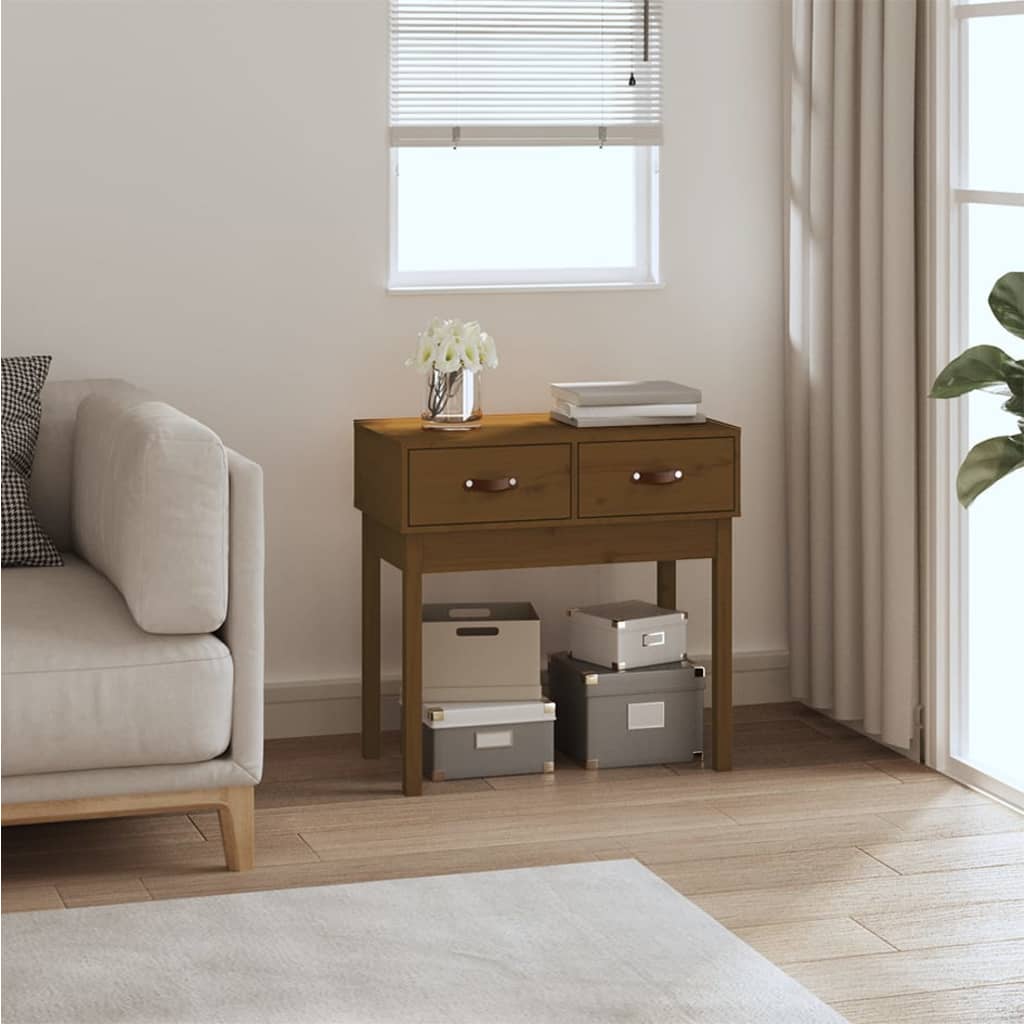 Honey Brown Pine Console Table - 76.5x40x75 cm Solid Wood
