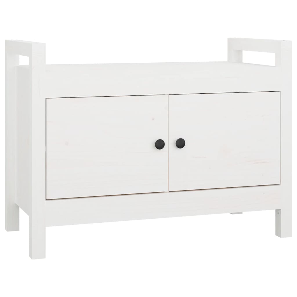 Solid Pine White Hall Bench - 80x40x60 cm Elegant Entryway Seating