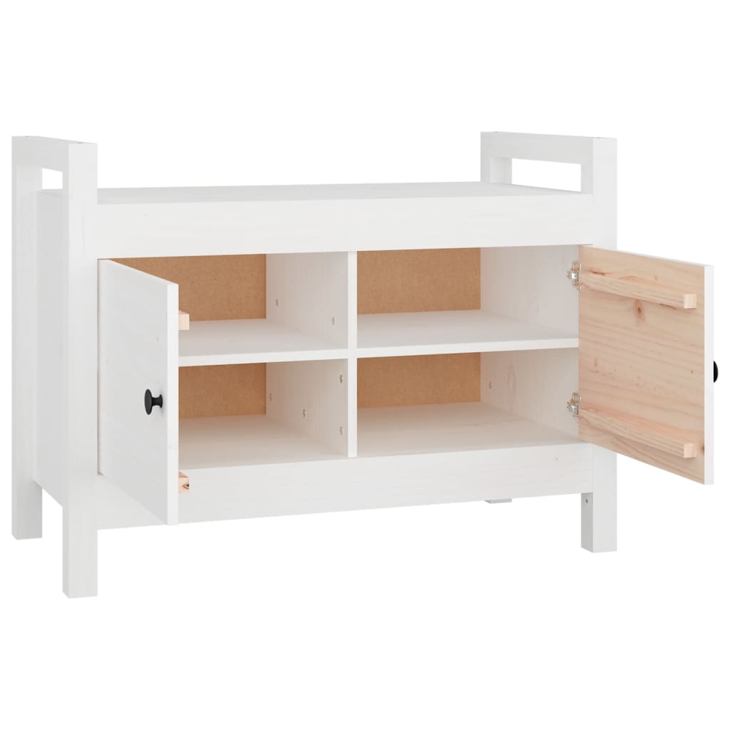Solid Pine White Hall Bench - 80x40x60 cm Elegant Entryway Seating