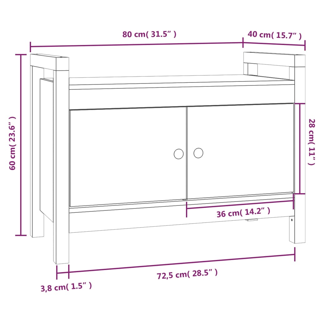 Solid Pine White Hall Bench - 80x40x60 cm Elegant Entryway Seating