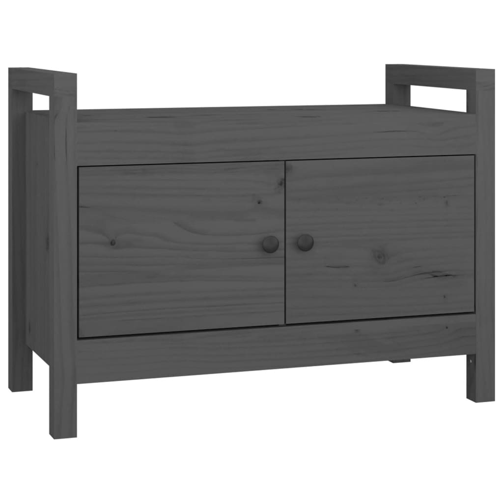 Solid Pine Hall Bench - Grey 80x40x60 cm