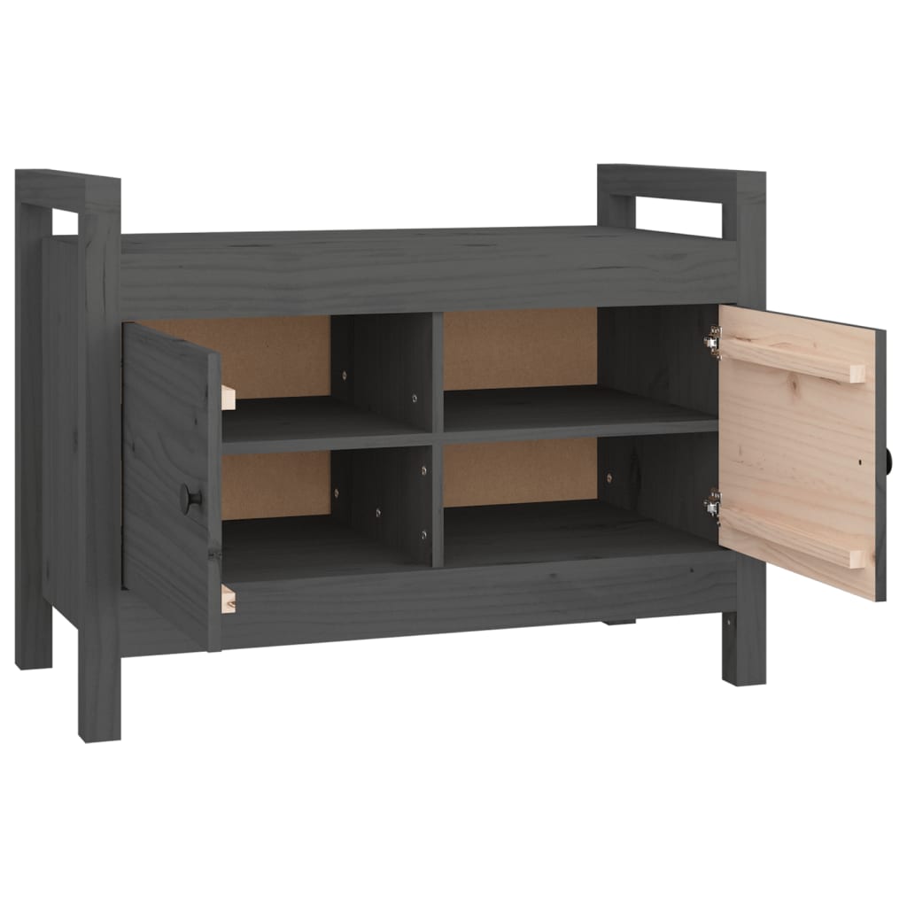 Solid Pine Hall Bench - Grey 80x40x60 cm