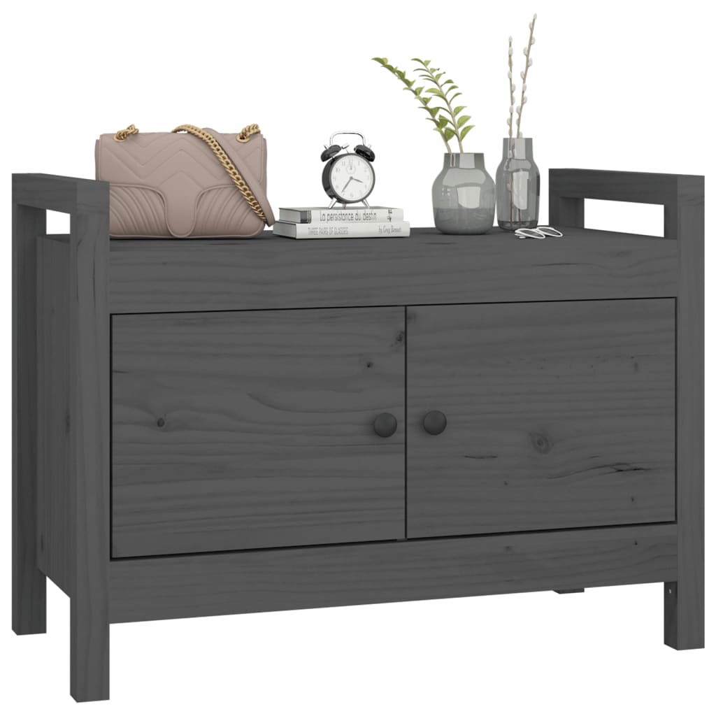 Solid Pine Hall Bench - Grey 80x40x60 cm