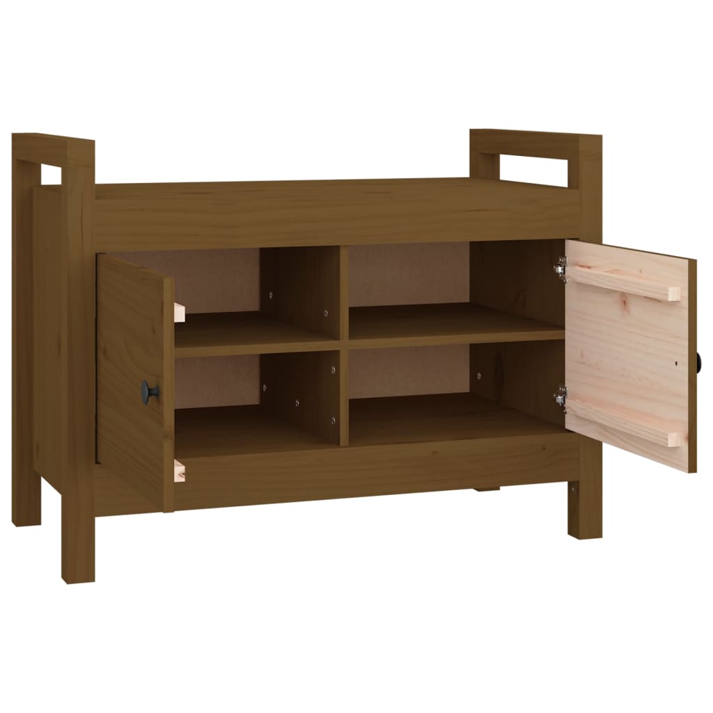 Solid Pine Hall Bench, Honey Brown, 80x40x60 cm