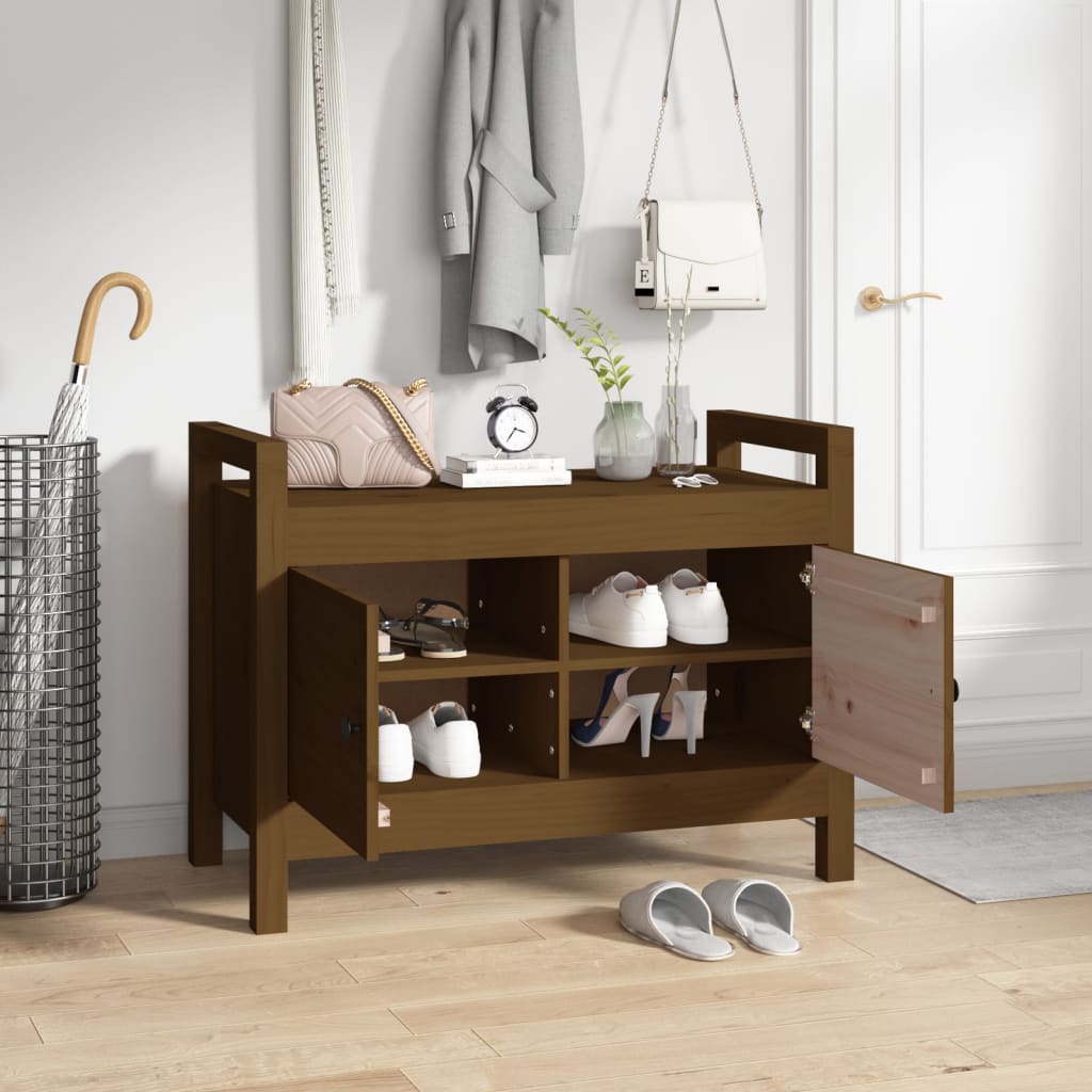 Solid Pine Hall Bench, Honey Brown, 80x40x60 cm