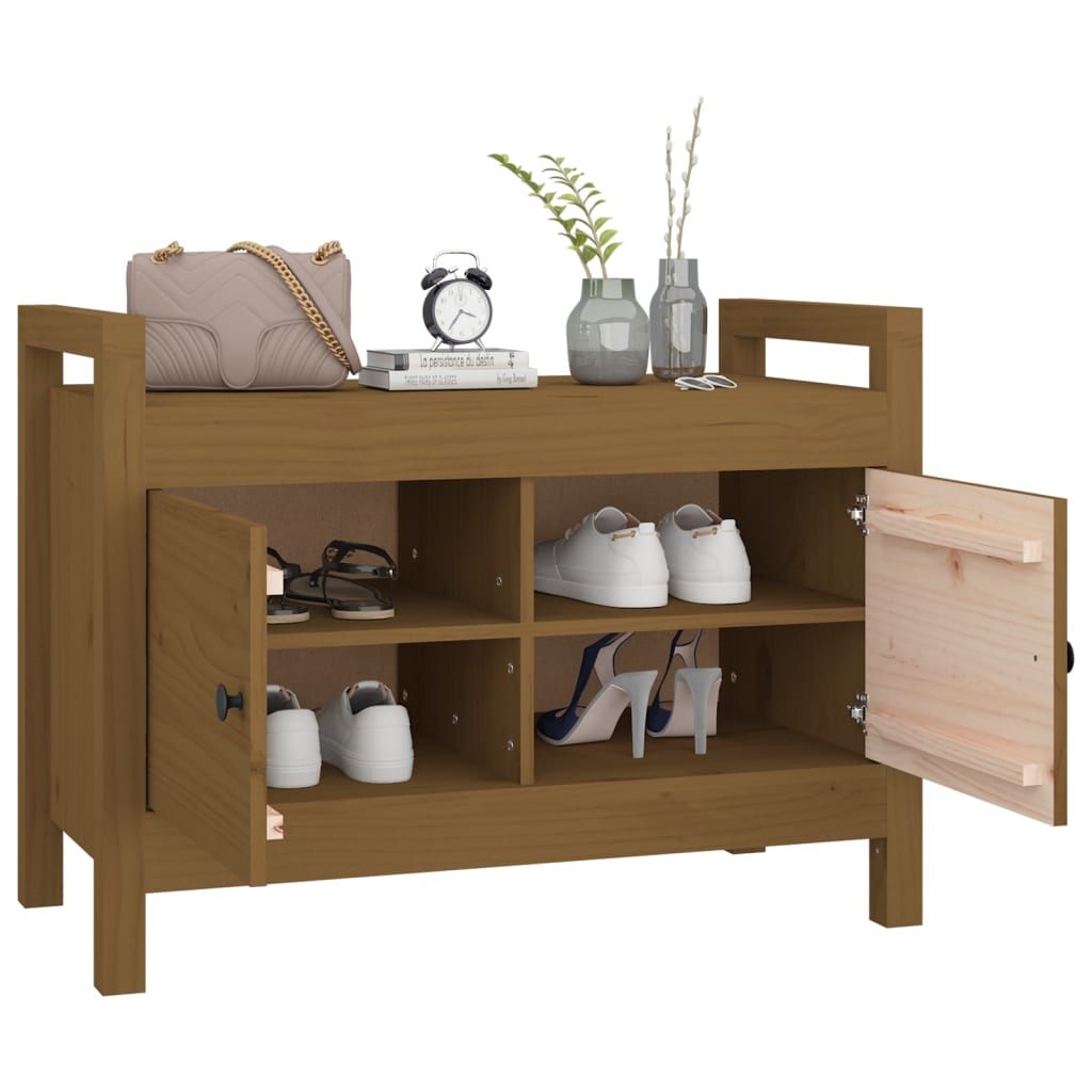 Solid Pine Hall Bench, Honey Brown, 80x40x60 cm