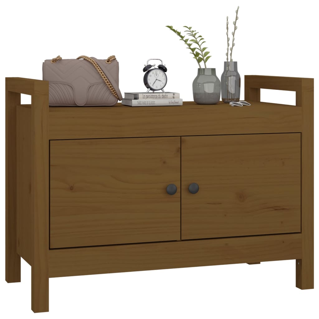 Solid Pine Hall Bench, Honey Brown, 80x40x60 cm