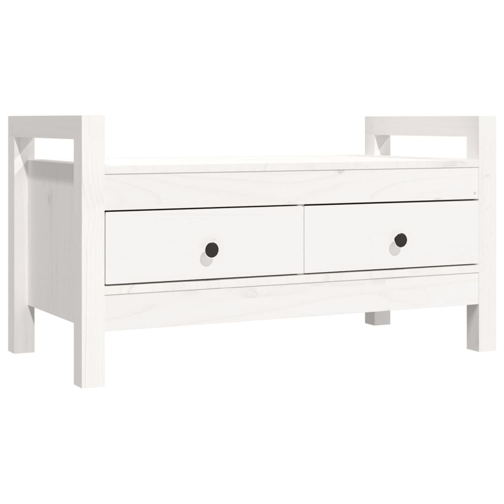 Solid Pine Hall Bench – White, 80x40x43 cm