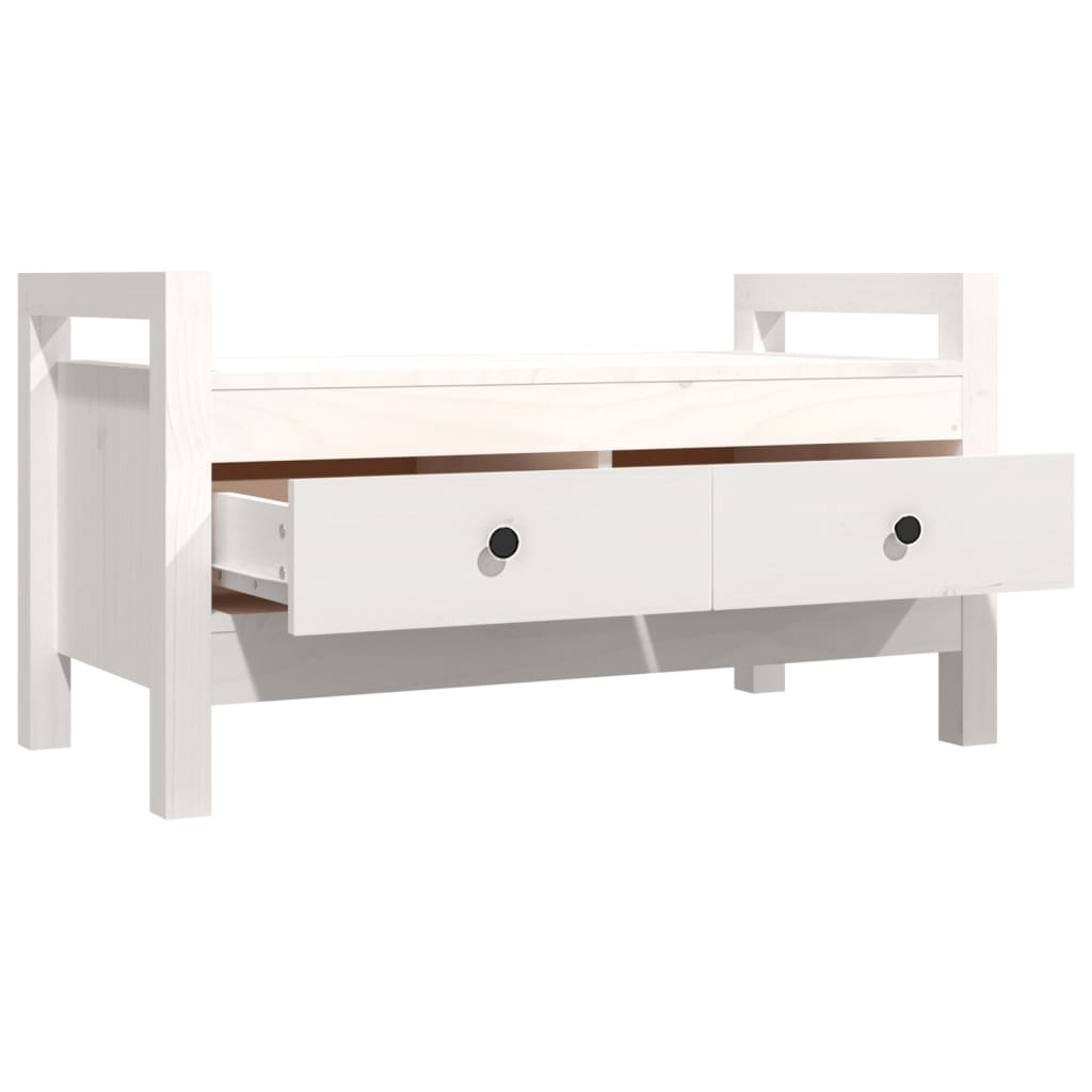 Solid Pine Hall Bench – White, 80x40x43 cm