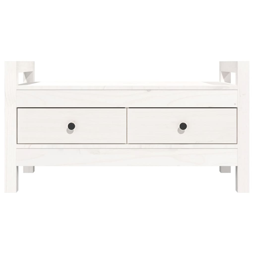 Solid Pine Hall Bench – White, 80x40x43 cm