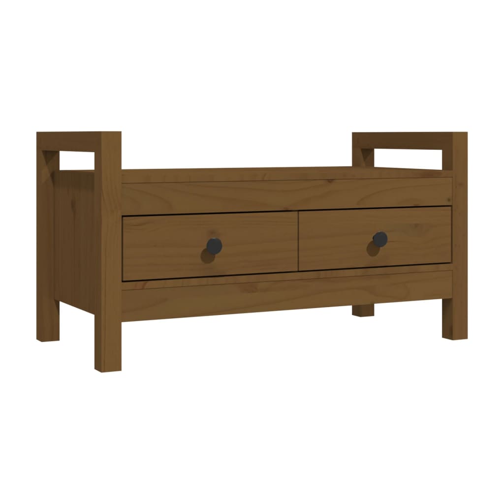 Solid Pine Hall Bench - Honey Brown, 80x40x43 cm