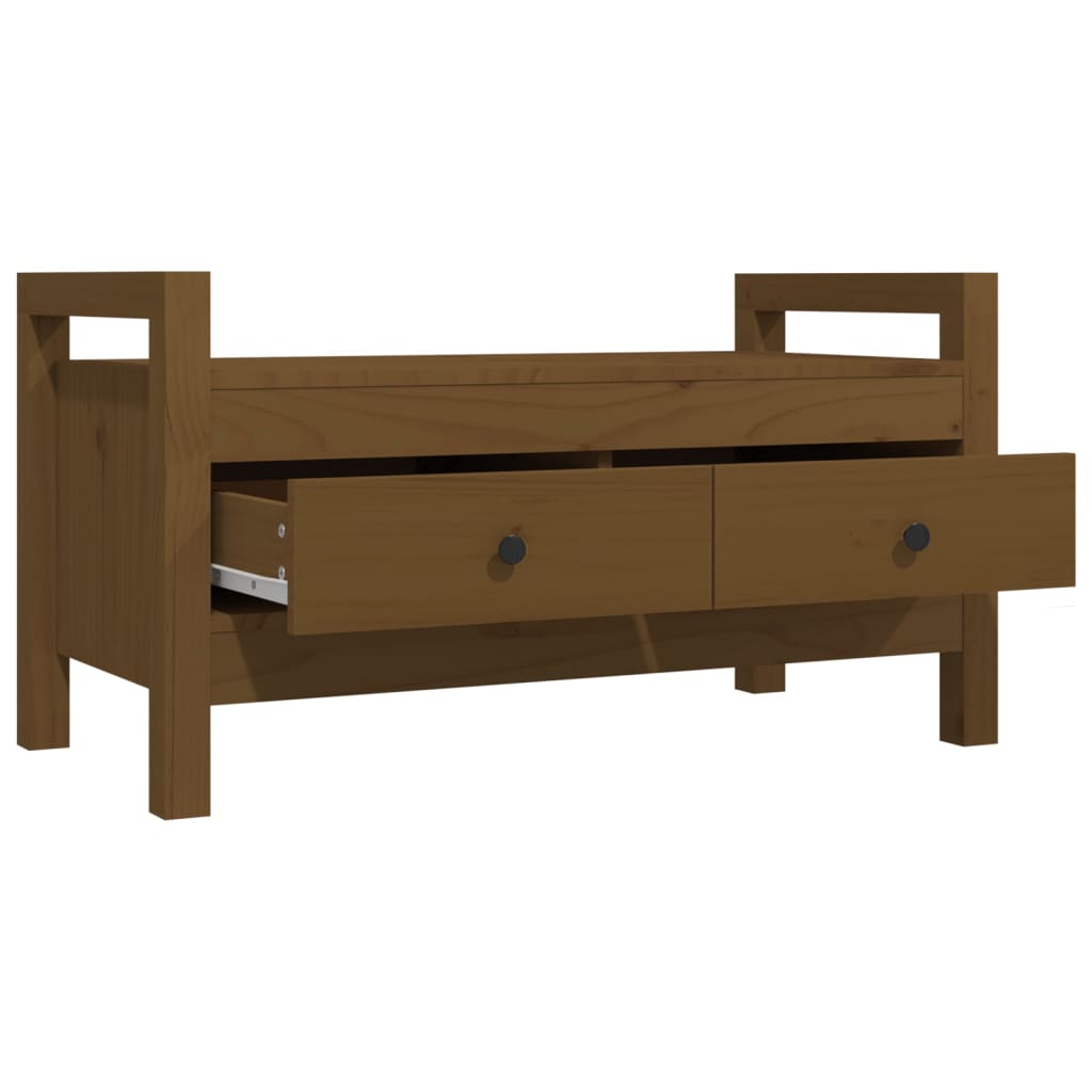 Solid Pine Hall Bench - Honey Brown, 80x40x43 cm