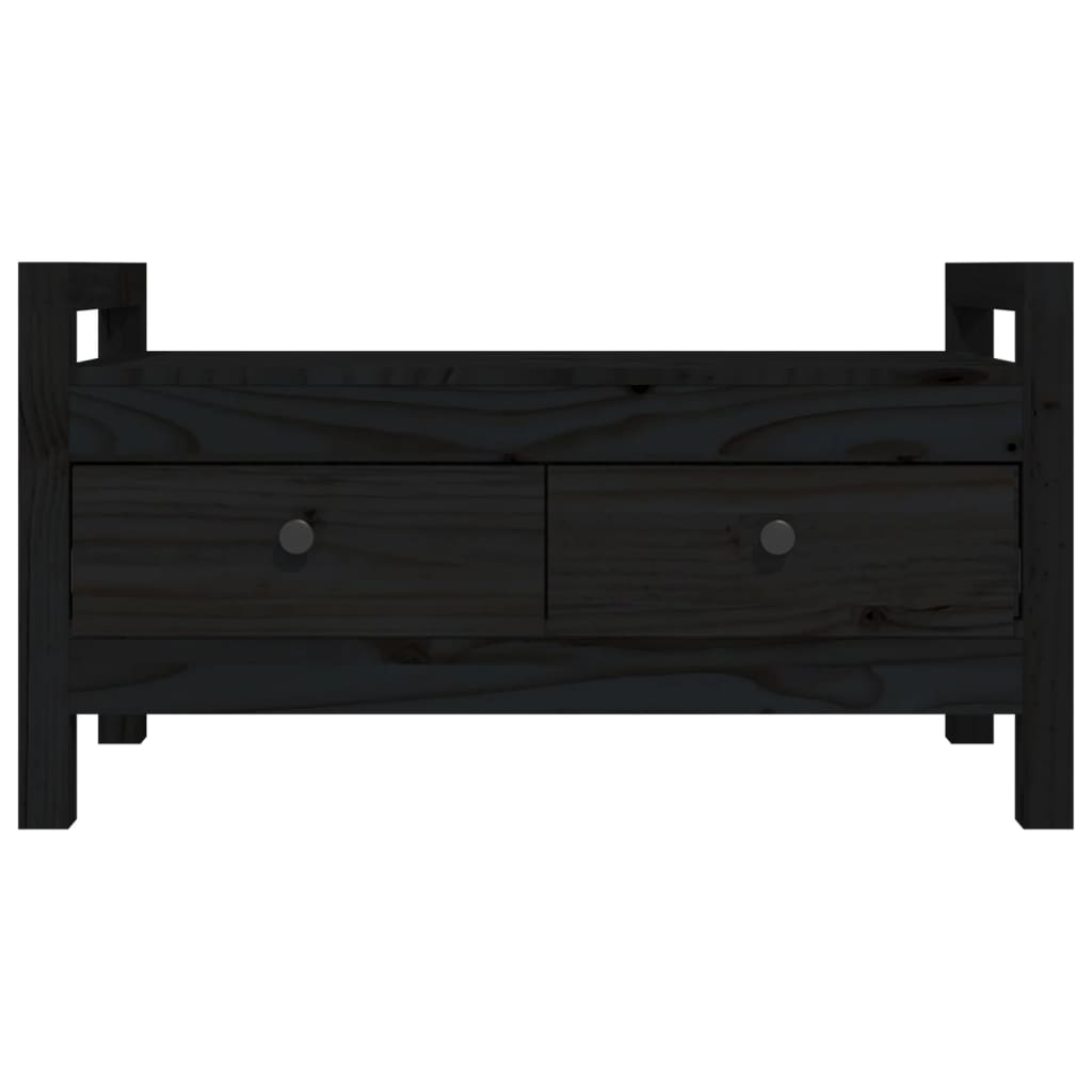 Solid Pine Wood Hall Bench - Black 80x40x43 cm