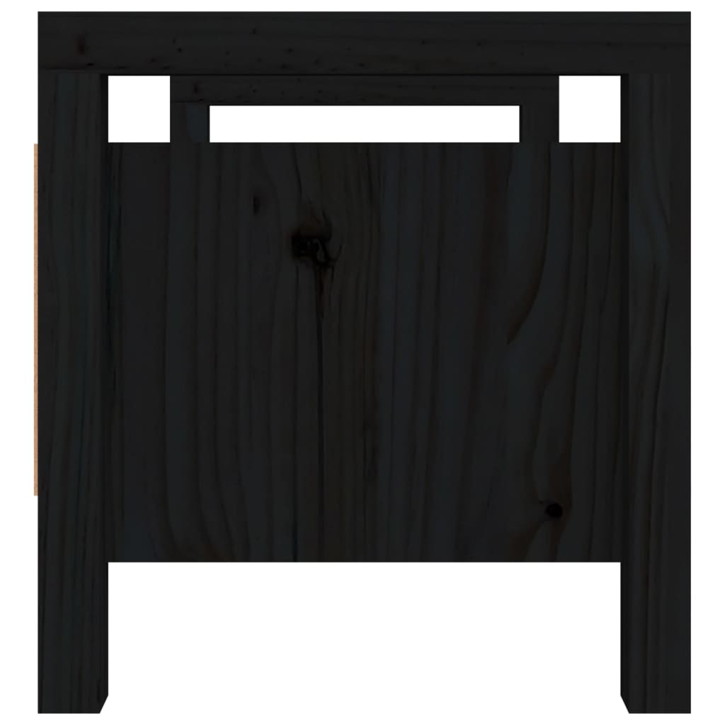 Solid Pine Wood Hall Bench - Black 80x40x43 cm