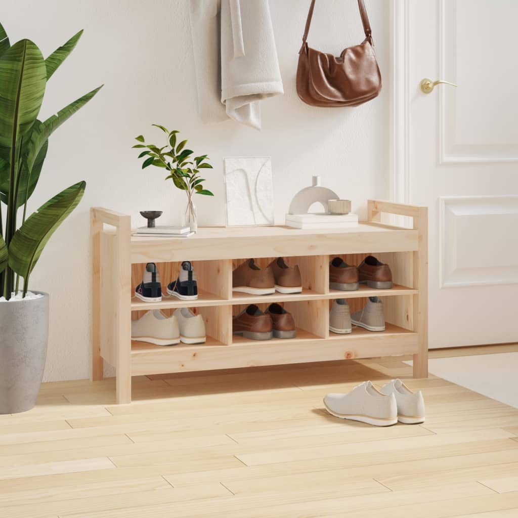 Sleek Solid Pine Hall Bench - 110x40x60 cm Rustic Charm