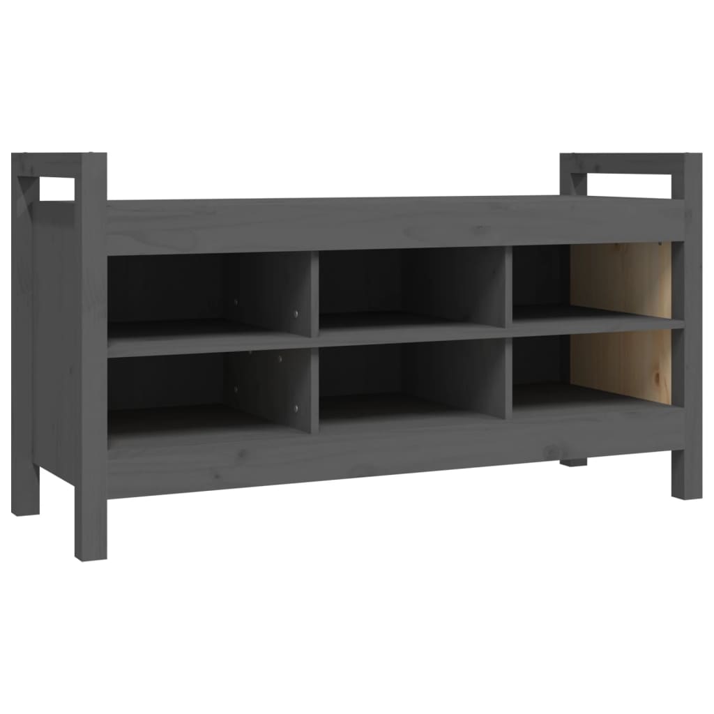 Solid Wood Grey Hall Bench - 110x40x60 cm Pine