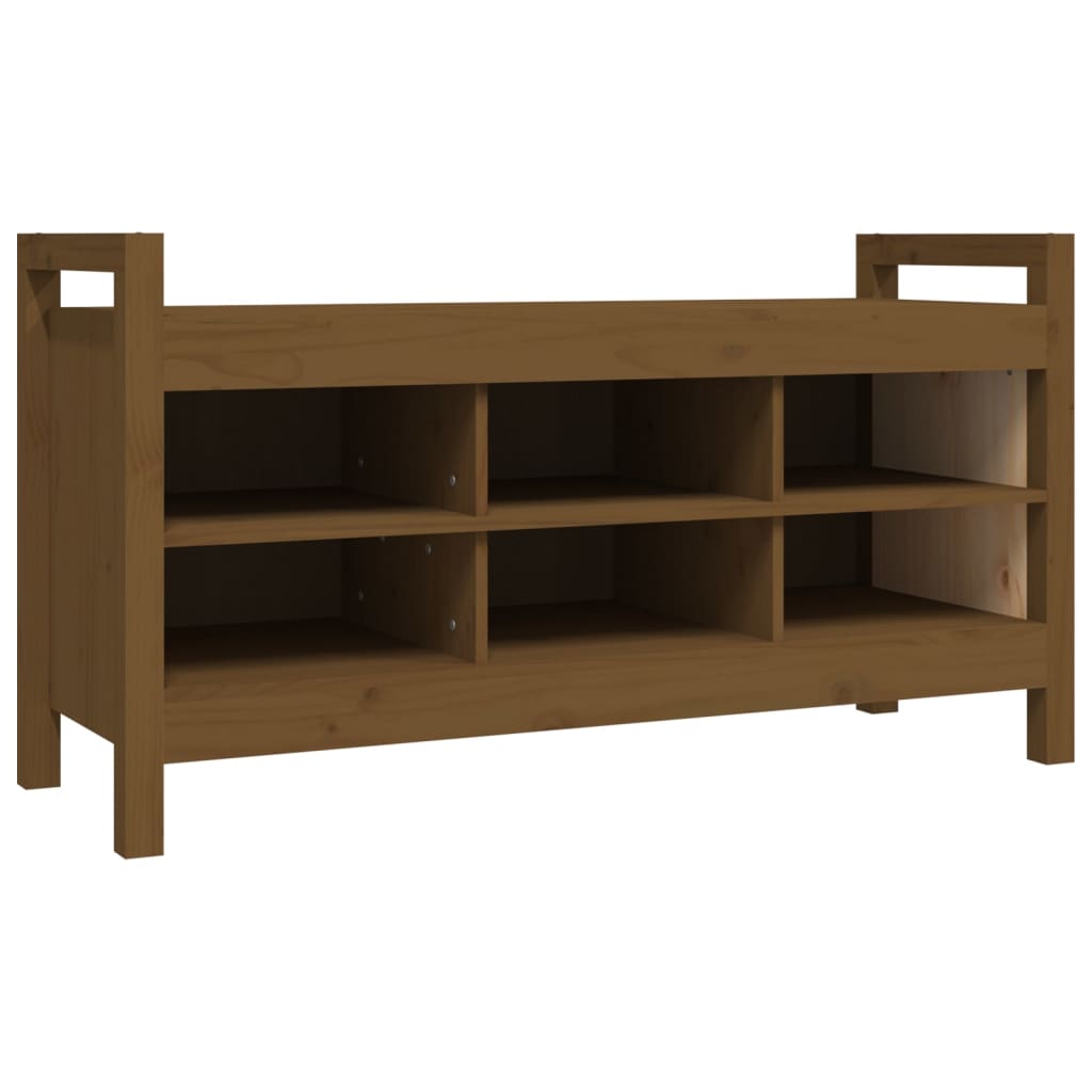 Solid Wood Pine Hall Bench, Honey Brown, 110x40x60 cm
