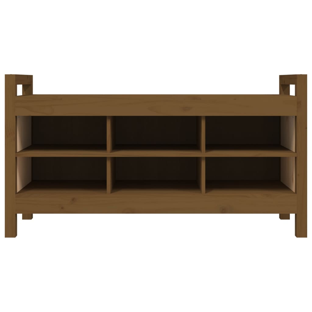 Solid Wood Pine Hall Bench, Honey Brown, 110x40x60 cm