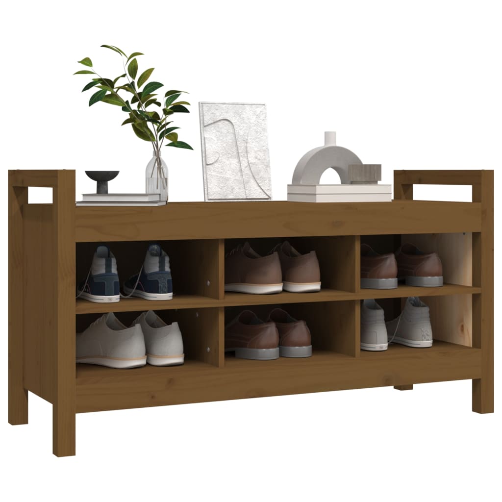 Solid Wood Pine Hall Bench, Honey Brown, 110x40x60 cm