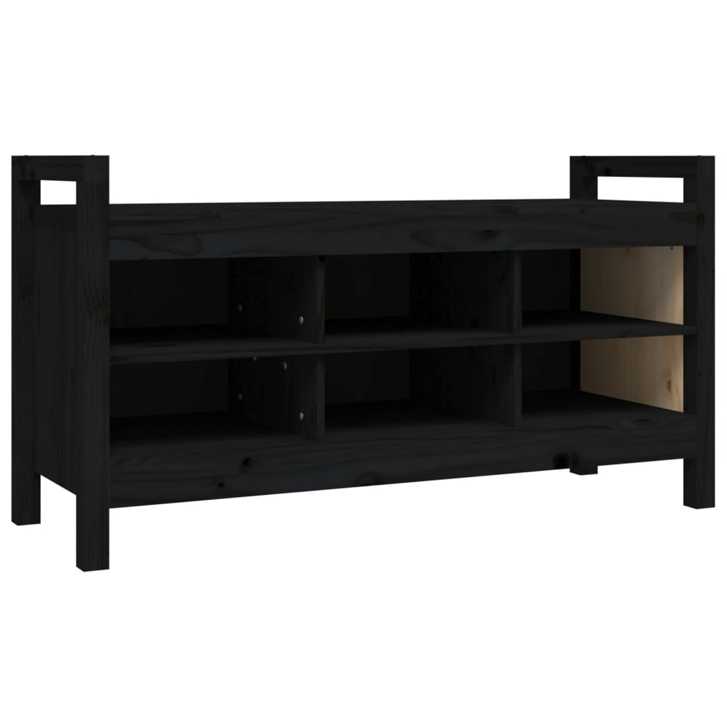 Solid Pine Hall Bench in Black, 110x40x60 cm - Stylish & Sturdy