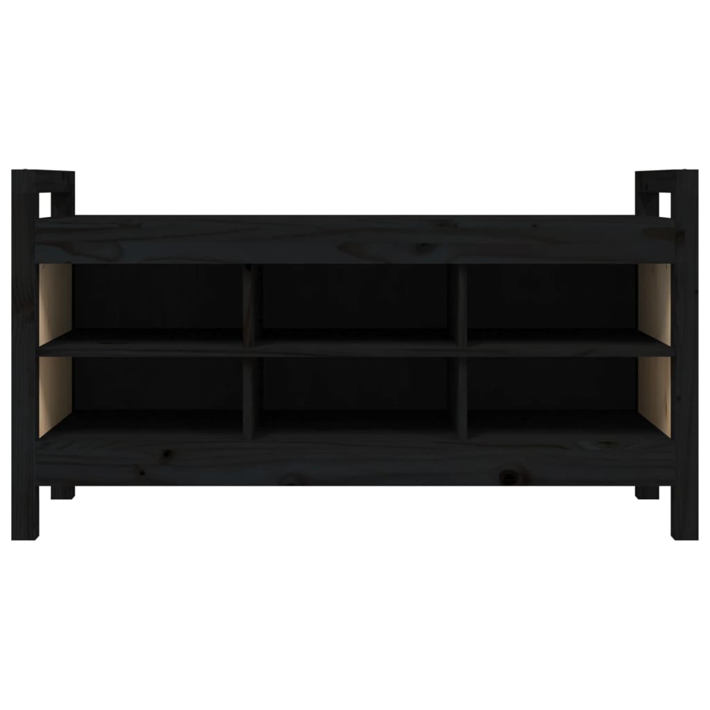 Solid Pine Hall Bench in Black, 110x40x60 cm - Stylish & Sturdy