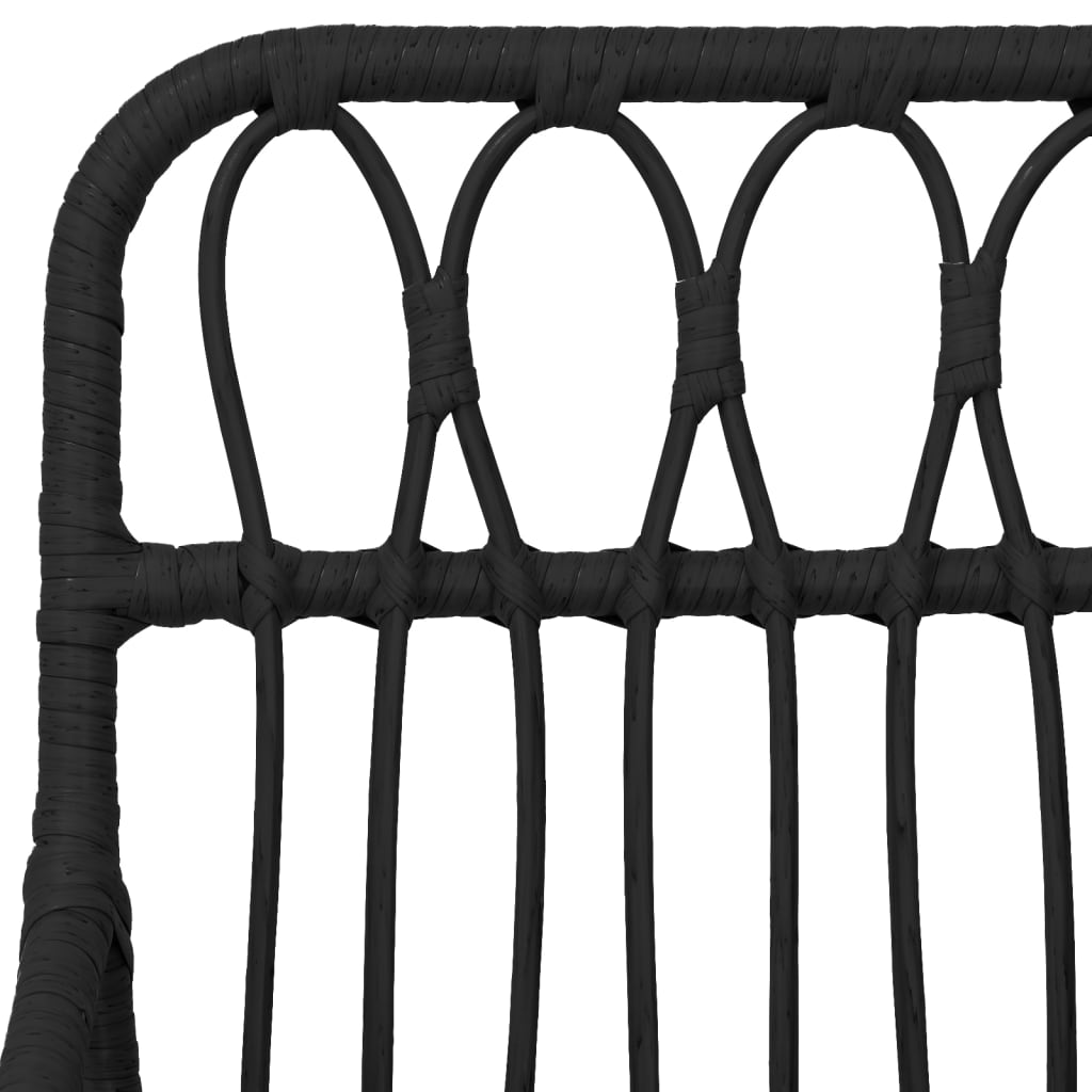 Black PE Rattan Garden Chairs, 2 pcs with Armrests, 56x64x80 cm