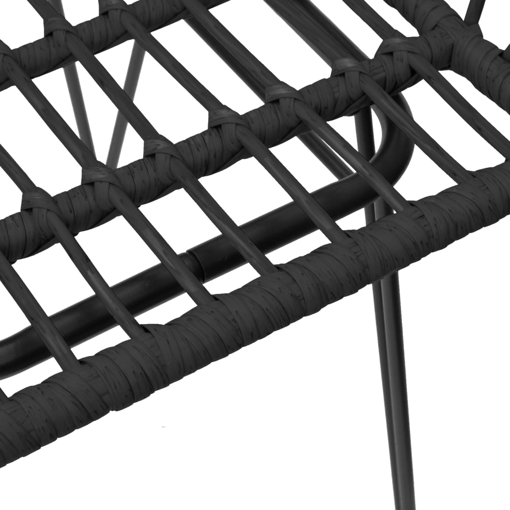 Black PE Rattan Garden Chairs, 2 pcs with Armrests, 56x64x80 cm