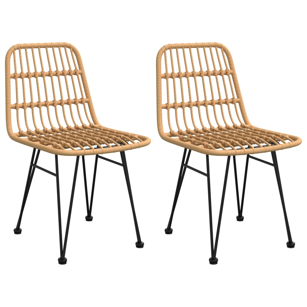 Stylish PE Rattan Garden Chairs Set, 2 pcs, 48x62x84 cm, Black