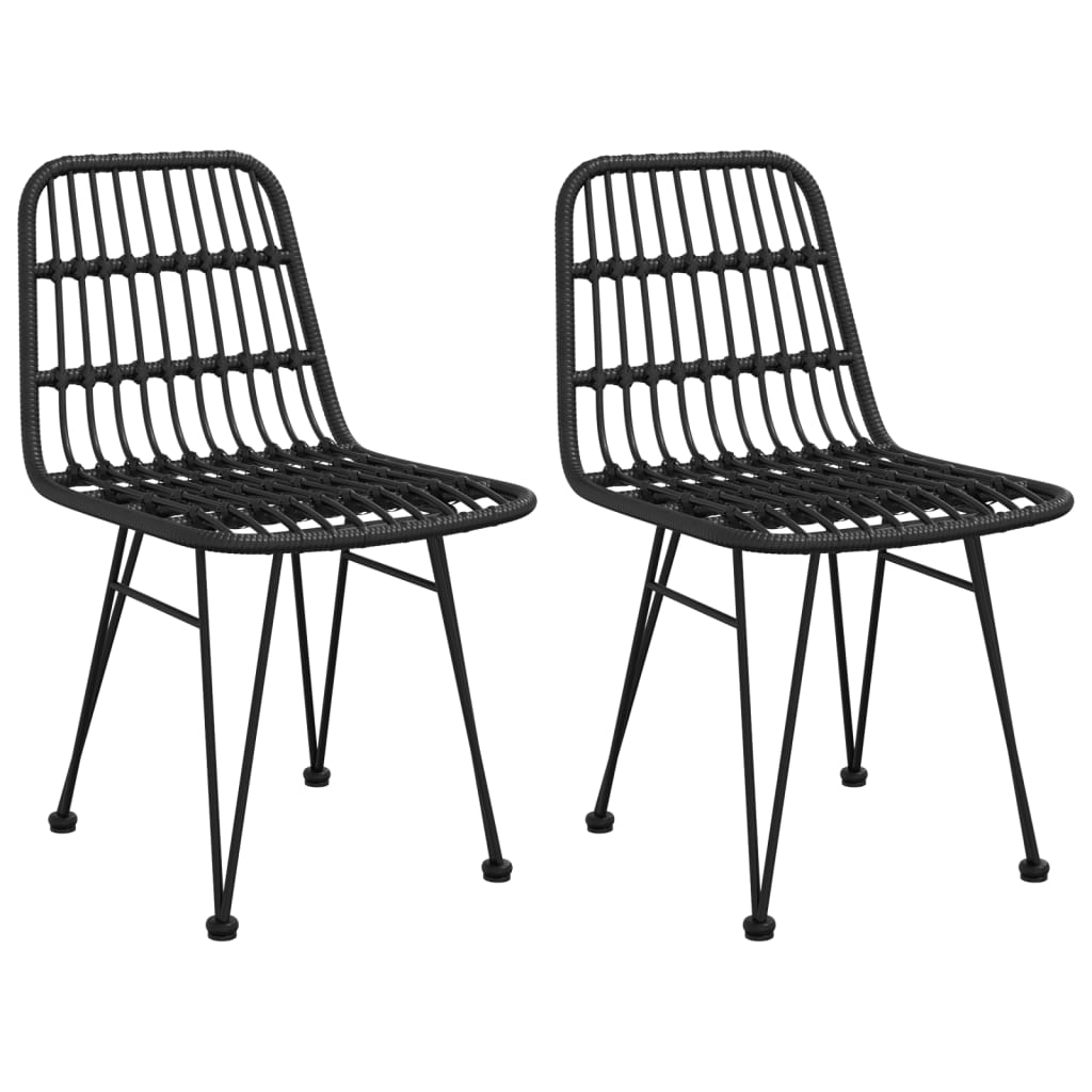 2-Piece Black PE Rattan Garden Chairs, 48x62x84 cm