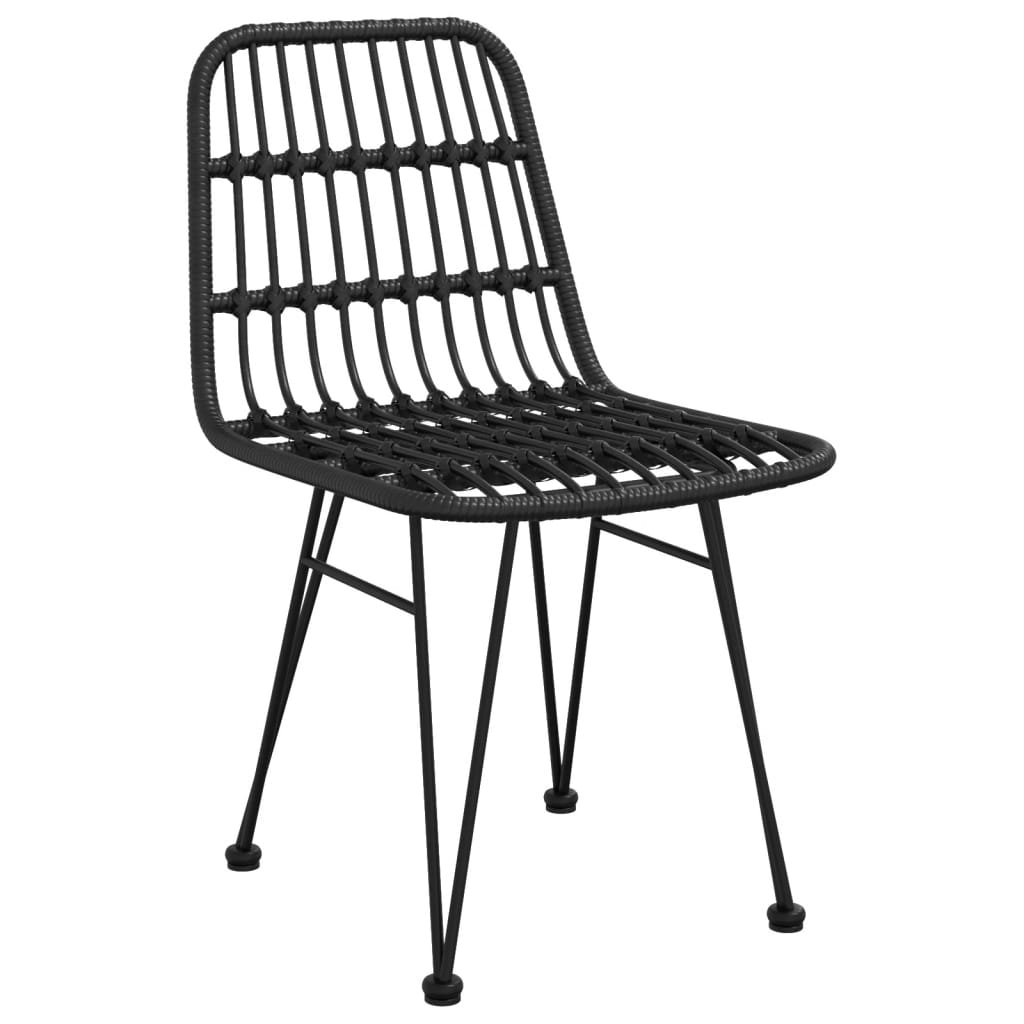 2-Piece Black PE Rattan Garden Chairs, 48x62x84 cm