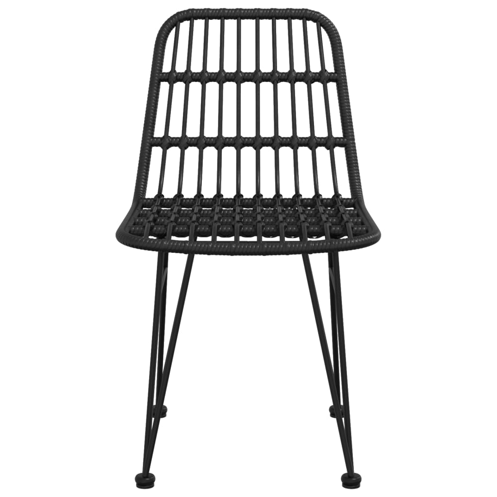 2-Piece Black PE Rattan Garden Chairs, 48x62x84 cm