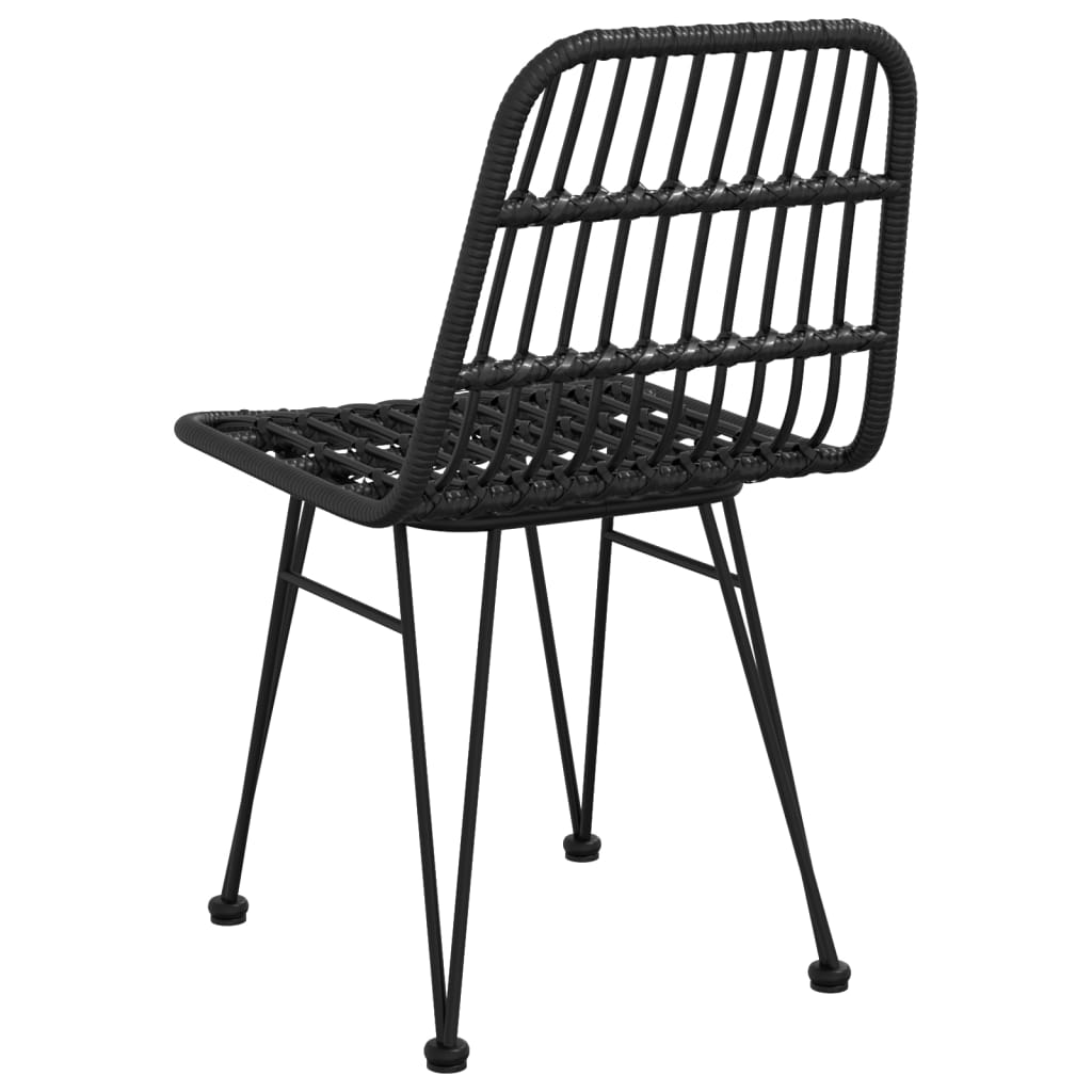 2-Piece Black PE Rattan Garden Chairs, 48x62x84 cm