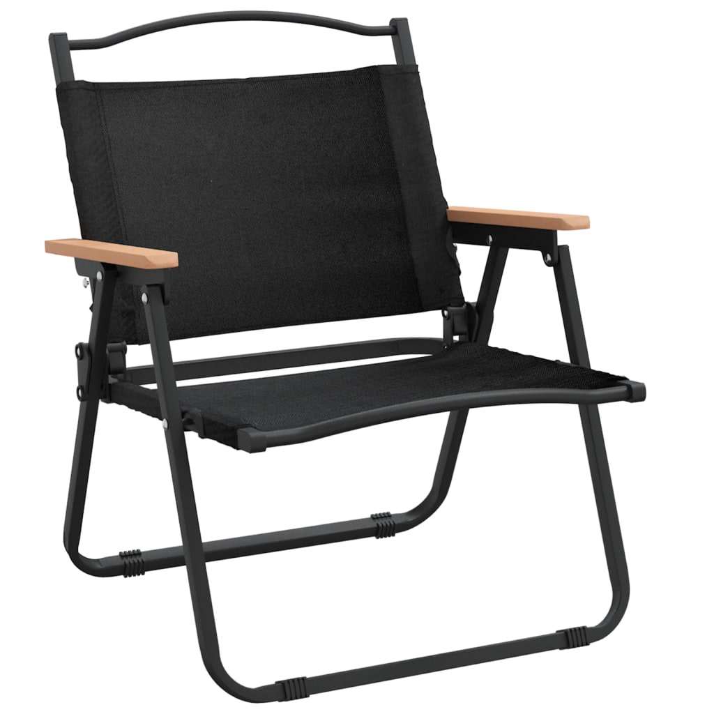 2 Pcs Black Camping Chairs, 54x43x59cm, Durable Oxford Fabric