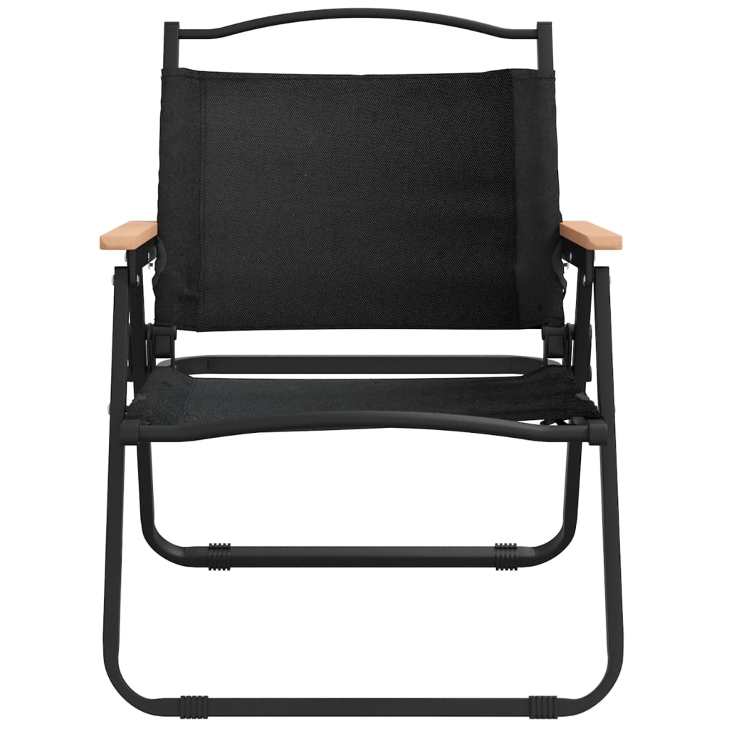 2 Pcs Black Camping Chairs, 54x43x59cm, Durable Oxford Fabric