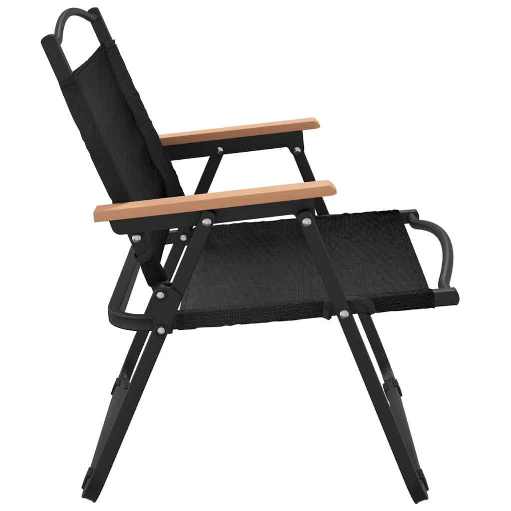 2 Pcs Black Camping Chairs, 54x43x59cm, Durable Oxford Fabric