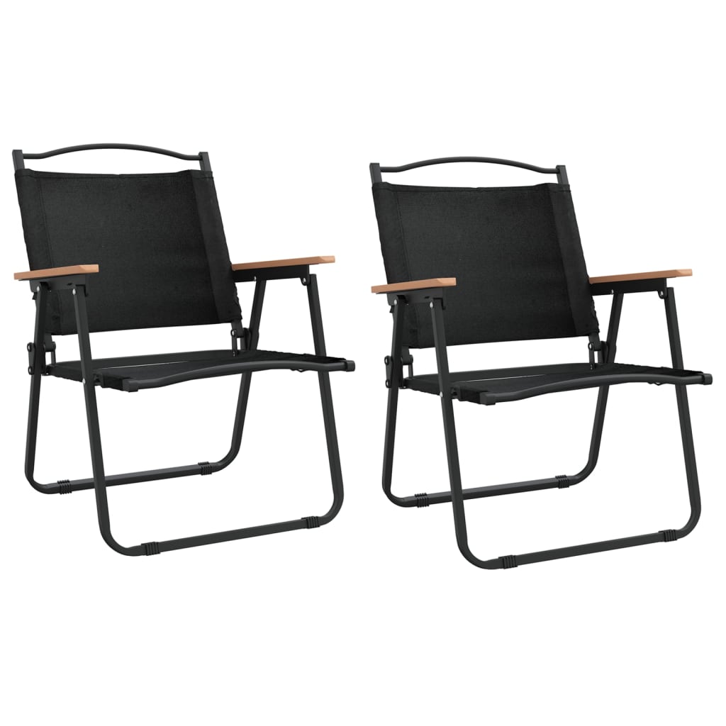 Set of 2 Black Camping Chairs - Durable Oxford Fabric 54x55x78 cm