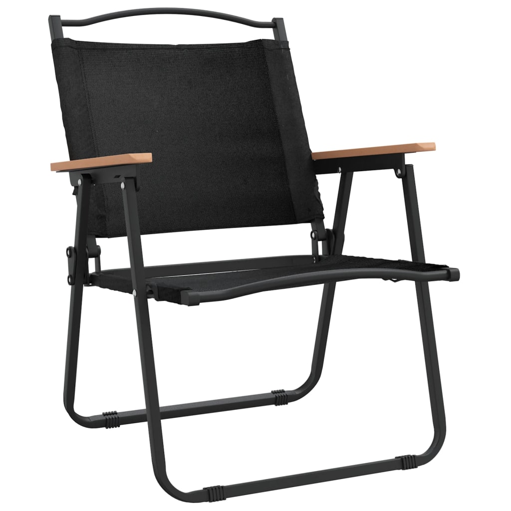 Set of 2 Black Camping Chairs - Durable Oxford Fabric 54x55x78 cm