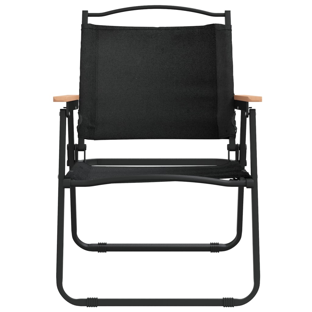Set of 2 Black Camping Chairs - Durable Oxford Fabric 54x55x78 cm