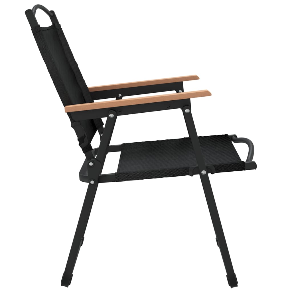 Set of 2 Black Camping Chairs - Durable Oxford Fabric 54x55x78 cm