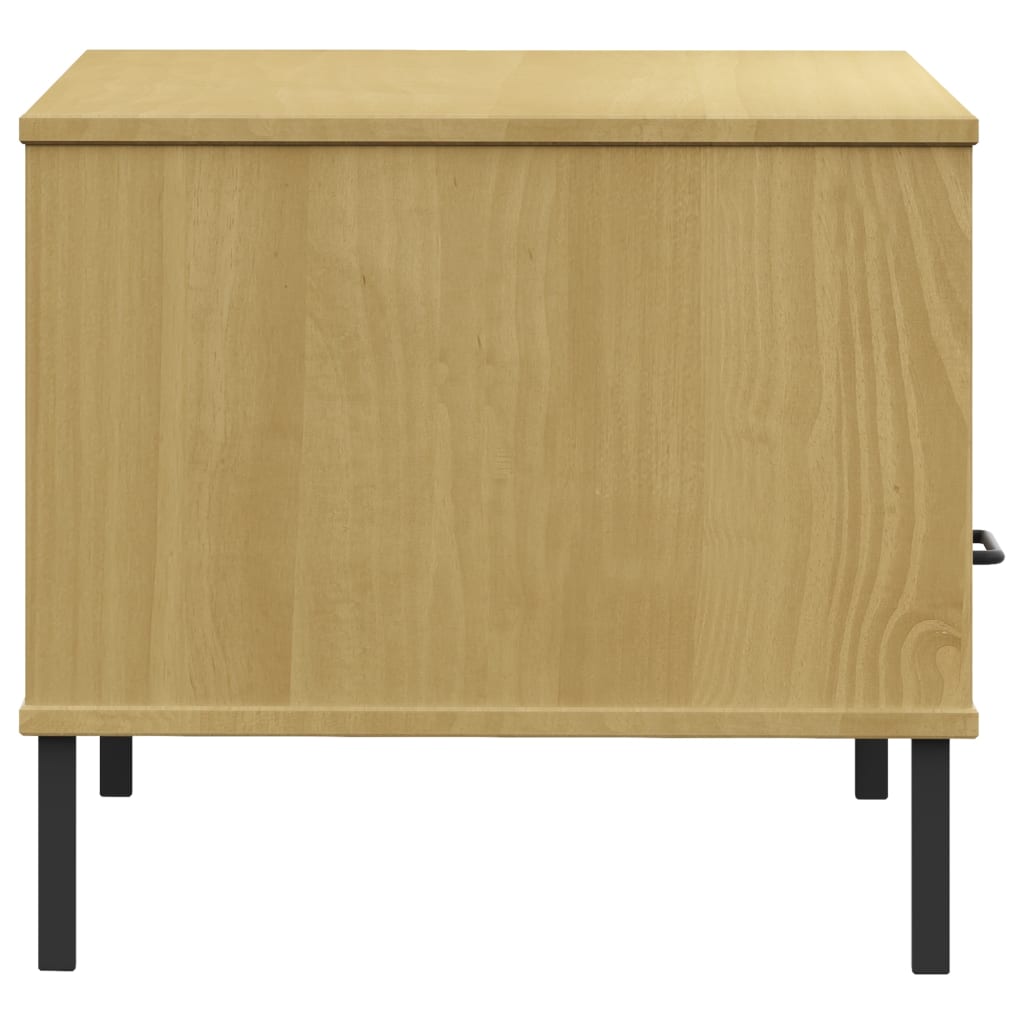 Coffee Table with Metal Legs Brown 85x50x45cm Solid Wood OSLO