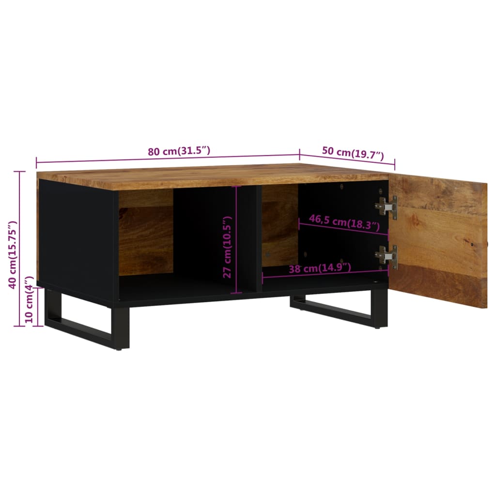 Coffee Table 80x50x40 cm Solid Wood Mango&Engineered Wood