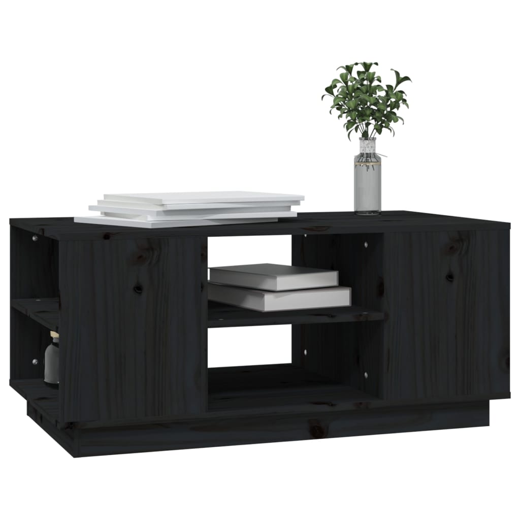 Coffee Table Black 90x49x40.5 cm Solid Wood Pine