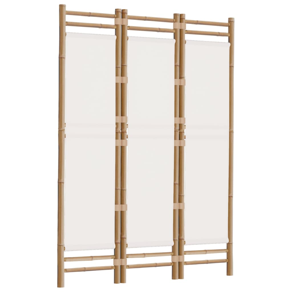 Bamboo & Canvas 3-Panel Room Divider, Folding, 120 cm