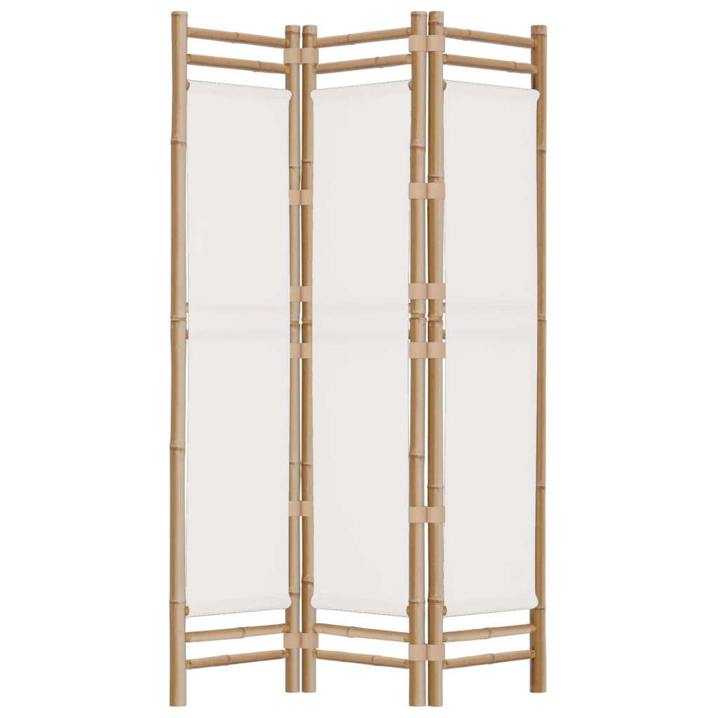 Bamboo & Canvas 3-Panel Room Divider, Folding, 120 cm