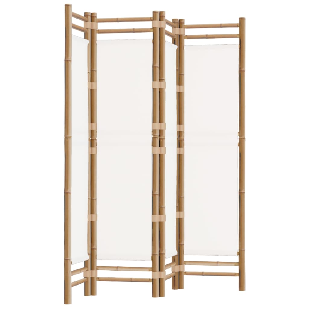 Bamboo & Canvas Folding Room Divider, 4-Panel, 160 cm