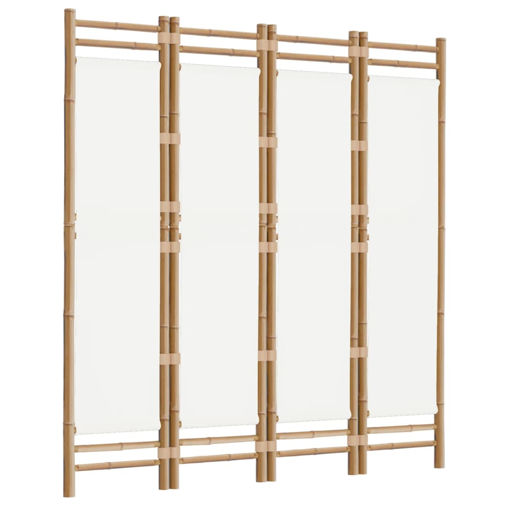Bamboo & Canvas Folding Room Divider, 4-Panel, 160 cm