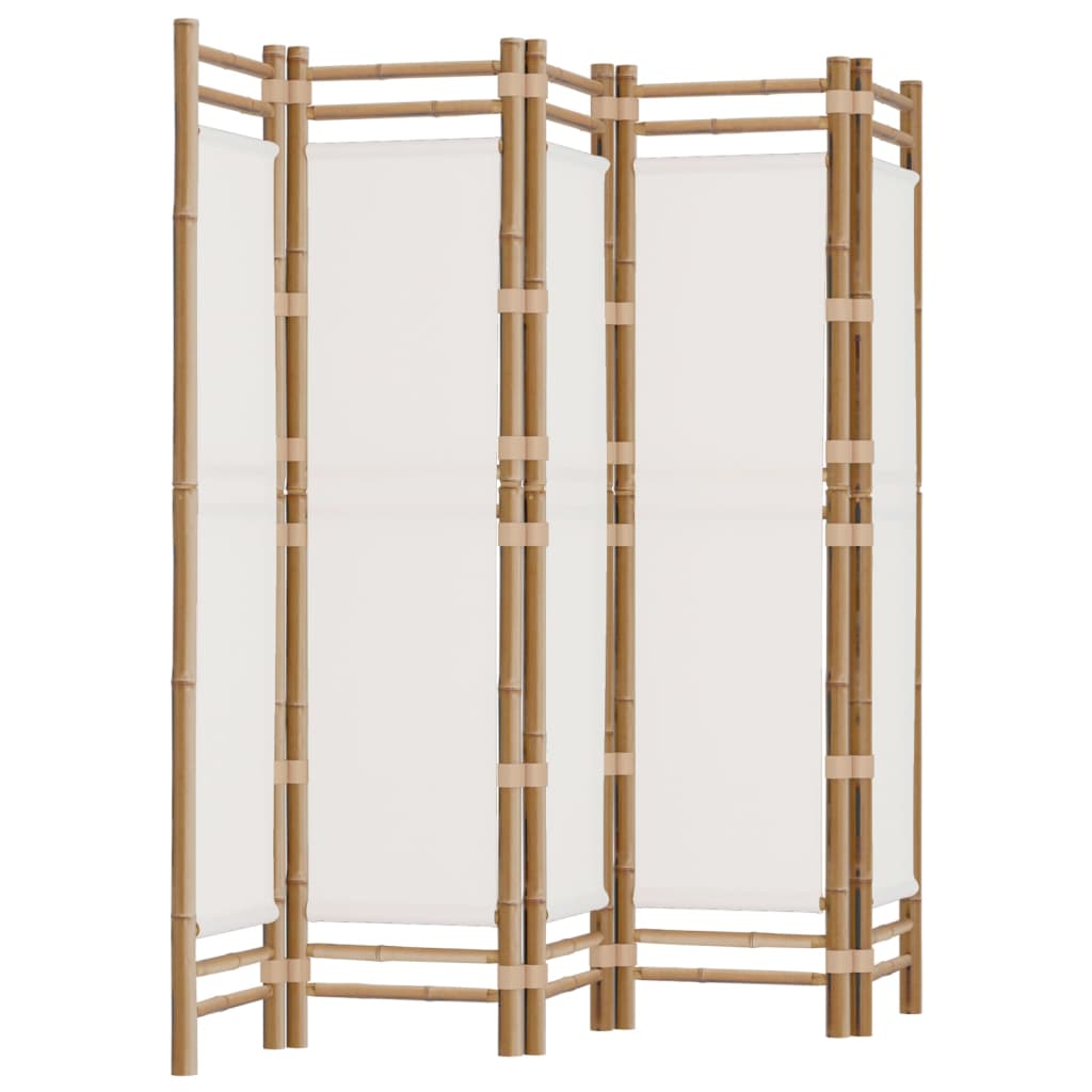 Bamboo & Canvas 5-Panel Folding Room Divider, 200 cm