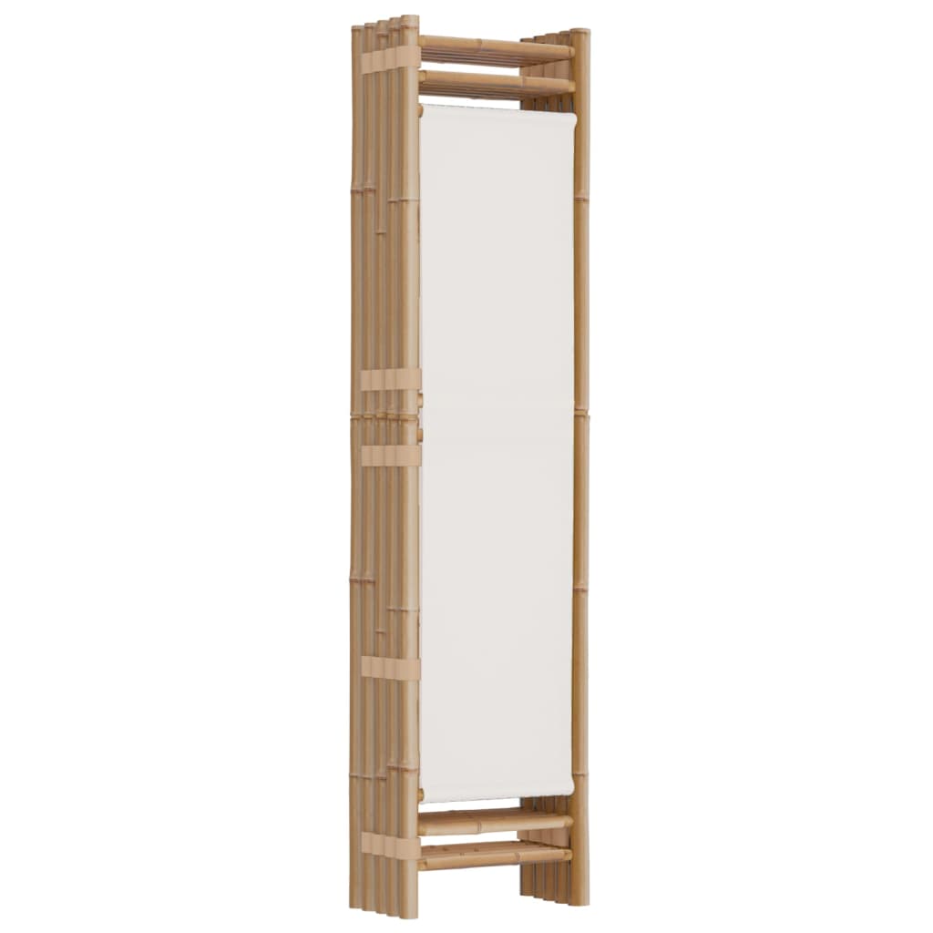 Bamboo & Canvas 5-Panel Folding Room Divider, 200 cm