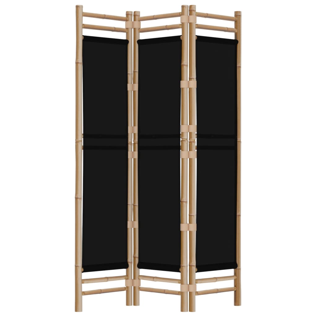 Bamboo & Canvas 3-Panel Room Divider, 120 cm Folding Screen