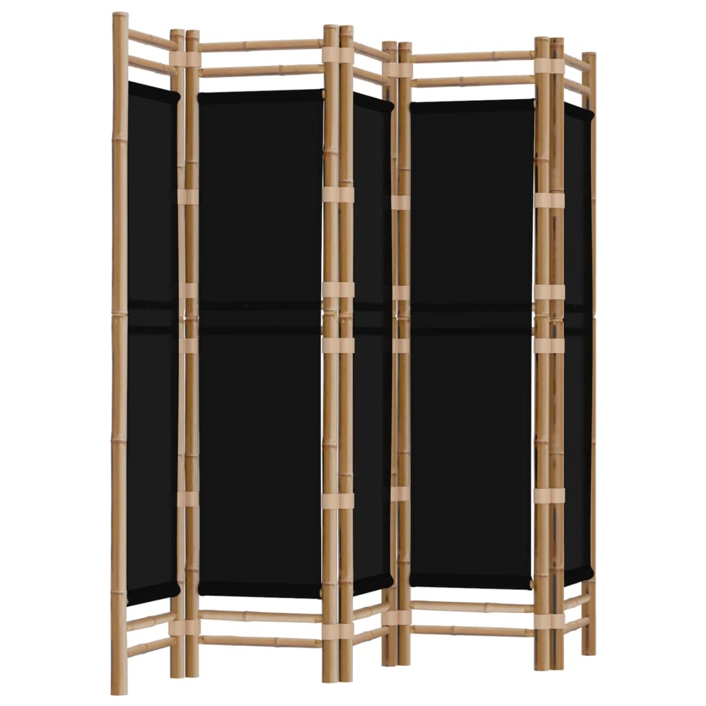 Bamboo & Canvas 5-Panel Folding Room Divider - 200 cm
